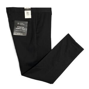 Louis Raphael Dress Pant Men's 34x32 Slim Fit Comfort Stretch Solid Black NEW